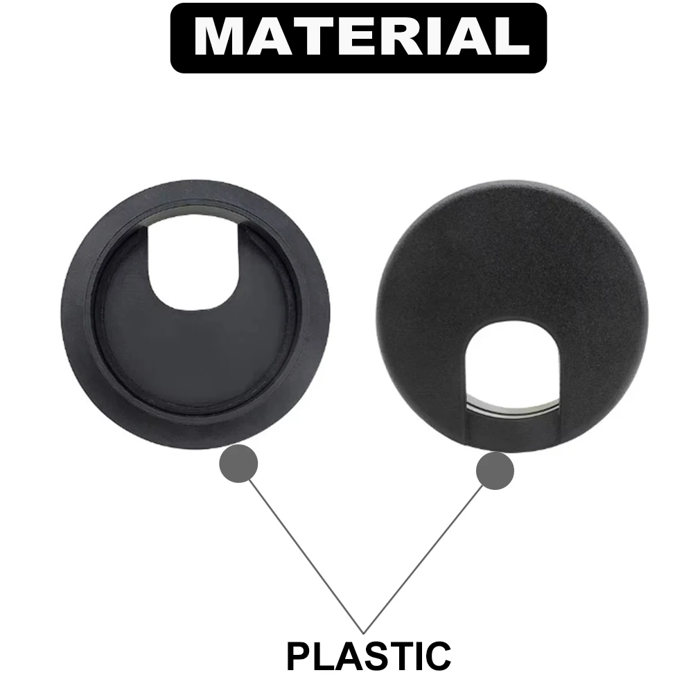 1-1/2 Inch 60 50mm Plastic Nylon White Black Round Computer Desk Table Universal Wire Cable Hole Cover Grommets