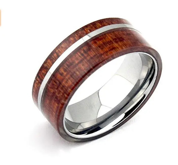High polished tungsten wedding bands price wholesale tungsten with wood inlay rings 6mm 8mm black tungsten ring with wood inset