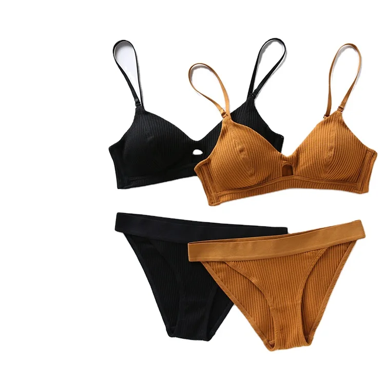 Comfortable Breathable Bra Underwear Set Women Sleep Adjusted-straps Bra And Panty Set Indian Girls in Bra Panty