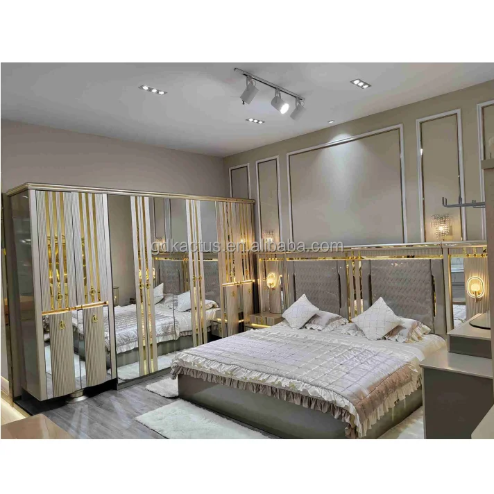 elegant LED lighted headboard bedroom furniture set home furniture indoor bedroom sets