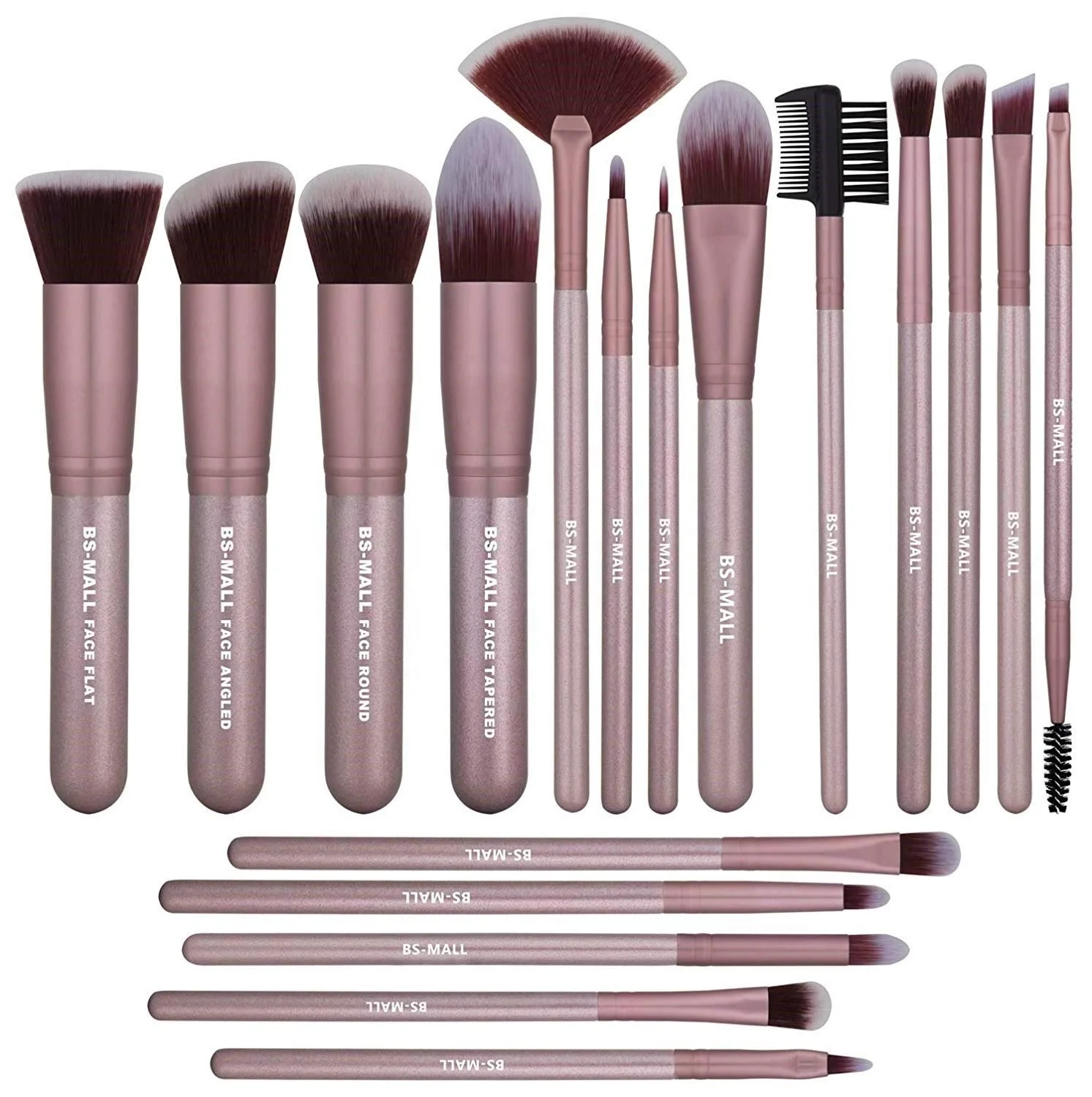High Quality Full Size Makeup Brushes Kits Custom Brand Logo Professional BS MALL Makeup Brush Set 18 Pieces