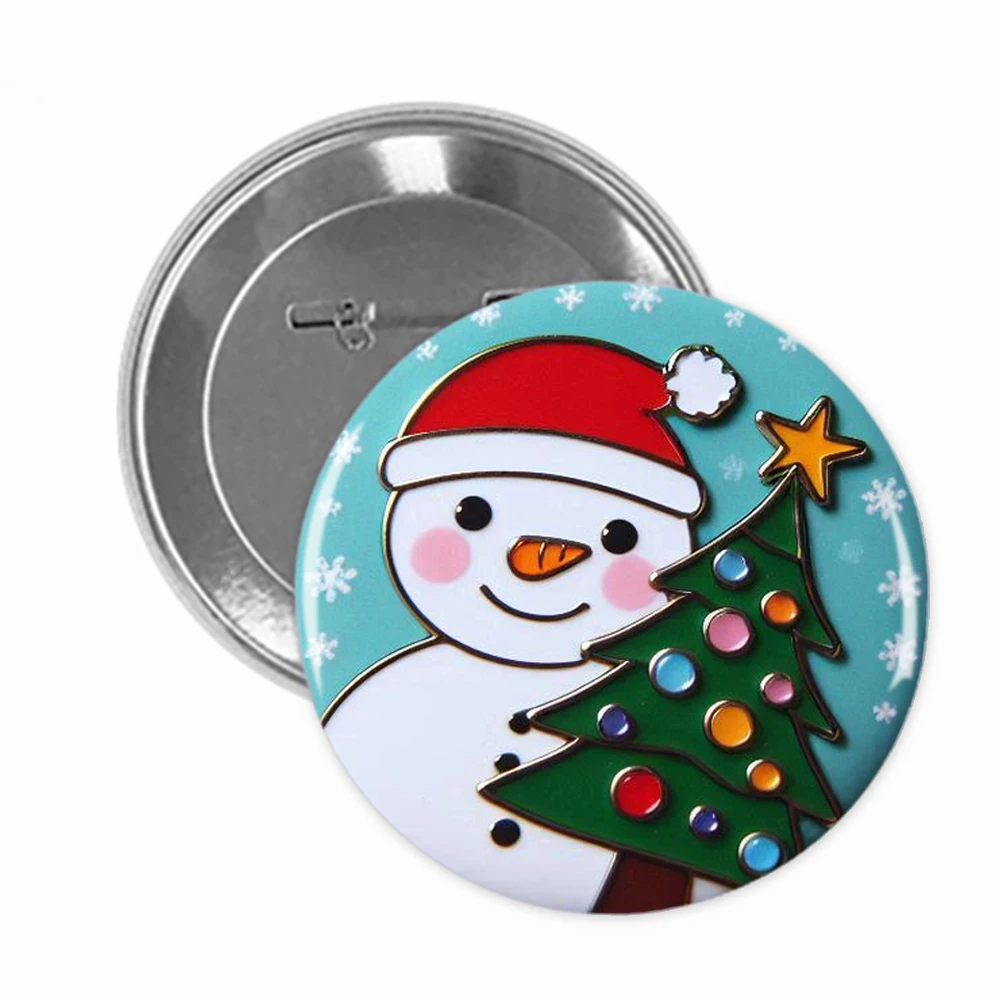 Supplier Wholesale Lapel Pin Style Custom Logo Button Tin Christmas Diy Button Badge Press