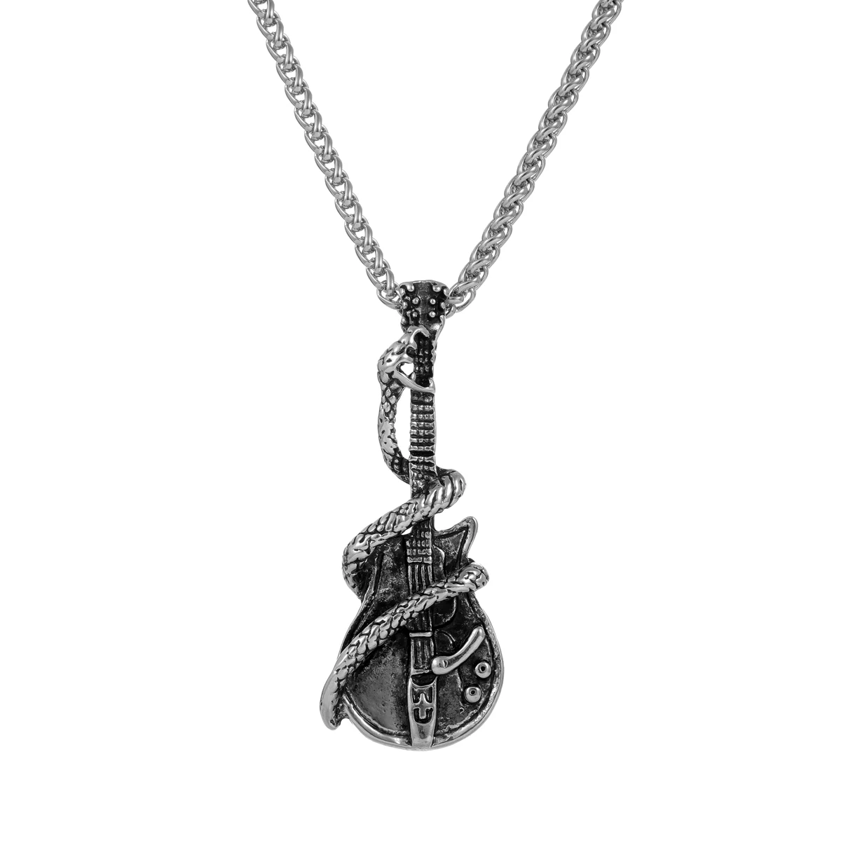 Fashion Jewelry Guitar Bass Snake Hip Hop Punk Personality Style Necklace For Men And Women