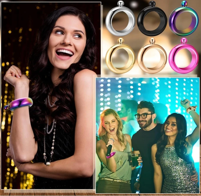 Bracelet Flask Bangle Flasks Creative Stainless Steel 304 Steeland Hip Flask Funnel Set For Women 3.5 oz Whiskey Bottle