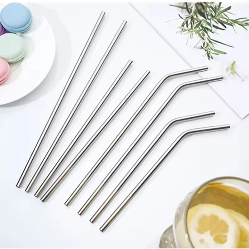 Reusable Straw Set Coffee Beverage Drinking Pipette 304 Stainless Steel Metal Straw