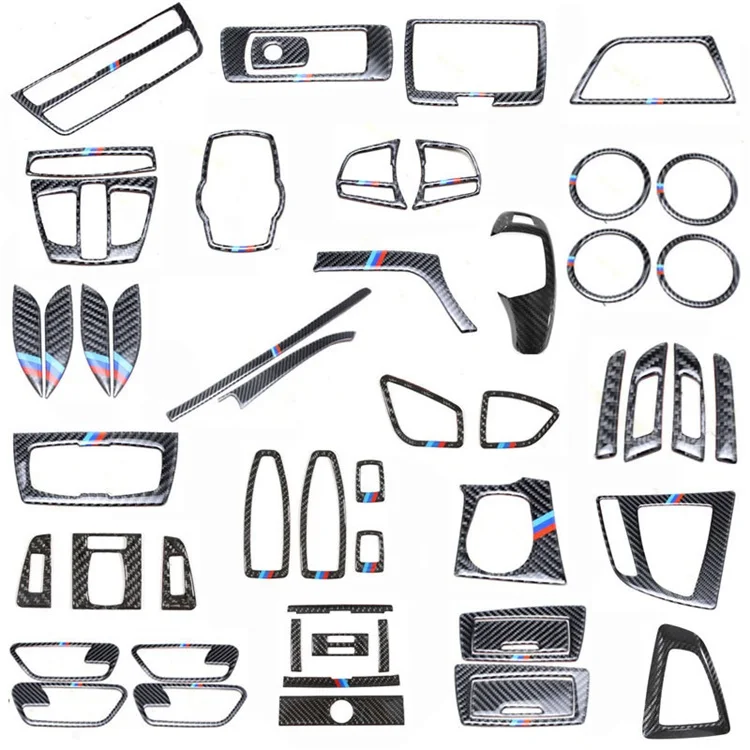 Carbon brazing pattern interior door handle glass lift center console cover trim panel car trim accessories Prado