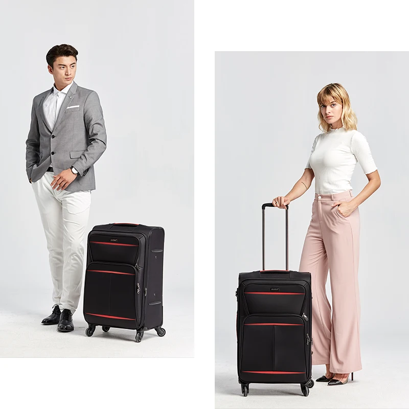 Hanke durable waterproof Oxford cloth 4 spinner 360 degree wheels luggage case soft nylon suitcase