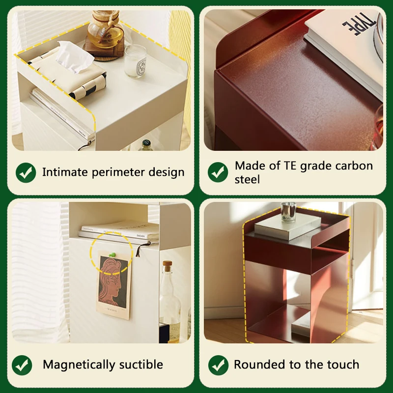 Scandinavian sofa side table, modern minimalist storage sideboard, creative movable under-table cabinet