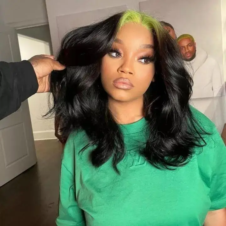 Pre Plucked Mixed colorful Natural Hairline Synthetic Lace front hair wigs for Women