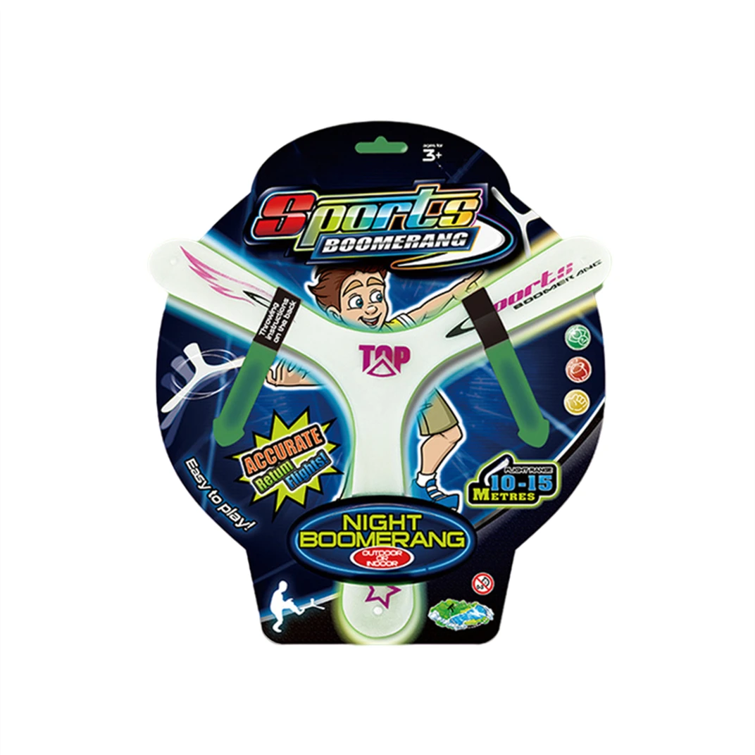 Wholesale Kids Plastic Sports Luminous Boomerang Toy Flying Disc Throwing Sport Boomerang for Ouydoor Playing
