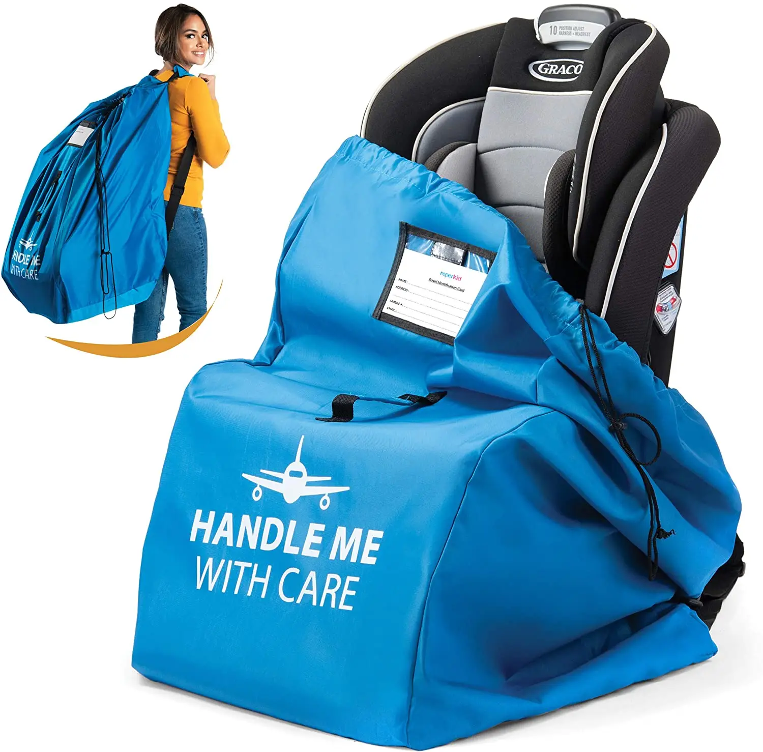 Car Seat Bag for Gate Check Bag and Car Seat Storage Bag - 600D Nylon with Adjustable Shoulder Strap Carrying Pouch Car Seat Tra