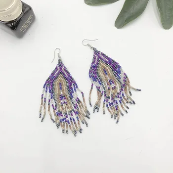 Factory wholesale  handmade lady Women Retro  Boho dream catcher Party Long dangle Ear Drop Earrings