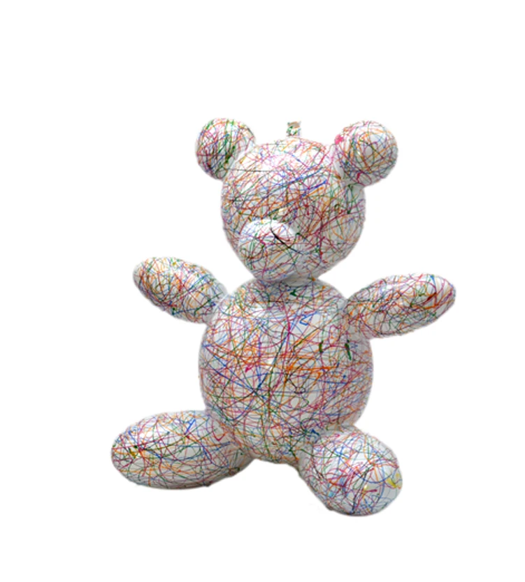 Customized acceptable High quality New Designed handmade colorful painting Bear statue pop arts resin crafts OEM