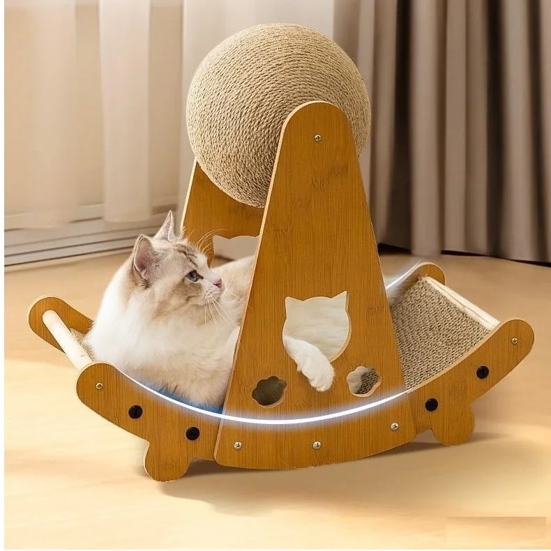 Отличная цена кошачий скребок Rascador Gato наклонный двойной шарик сделанный из сизаля и конопли