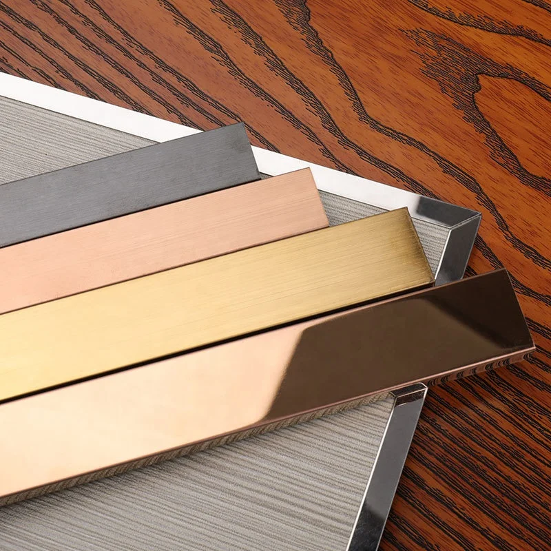 U Shape Profile Mirror Polished Gold Stainless Steel Tile Trim For Office Decoration