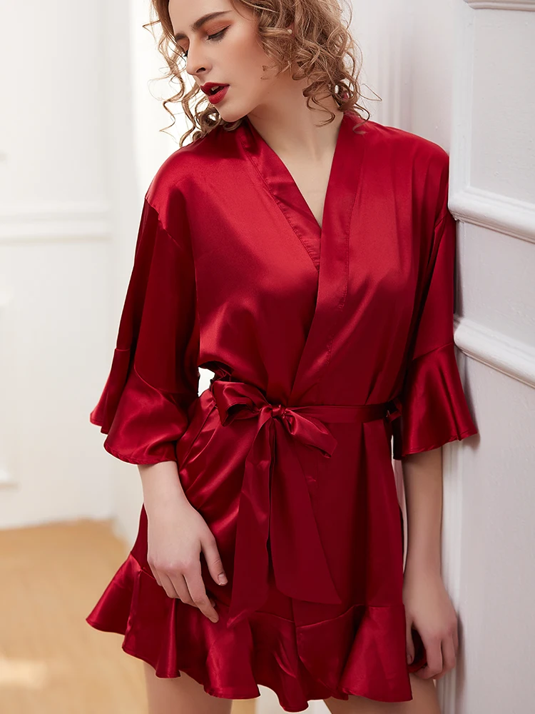Wholesale Bridesmaid Wedding Women Bridal Robes Lounge Wear Satin Robe En Satin Women Pajamas