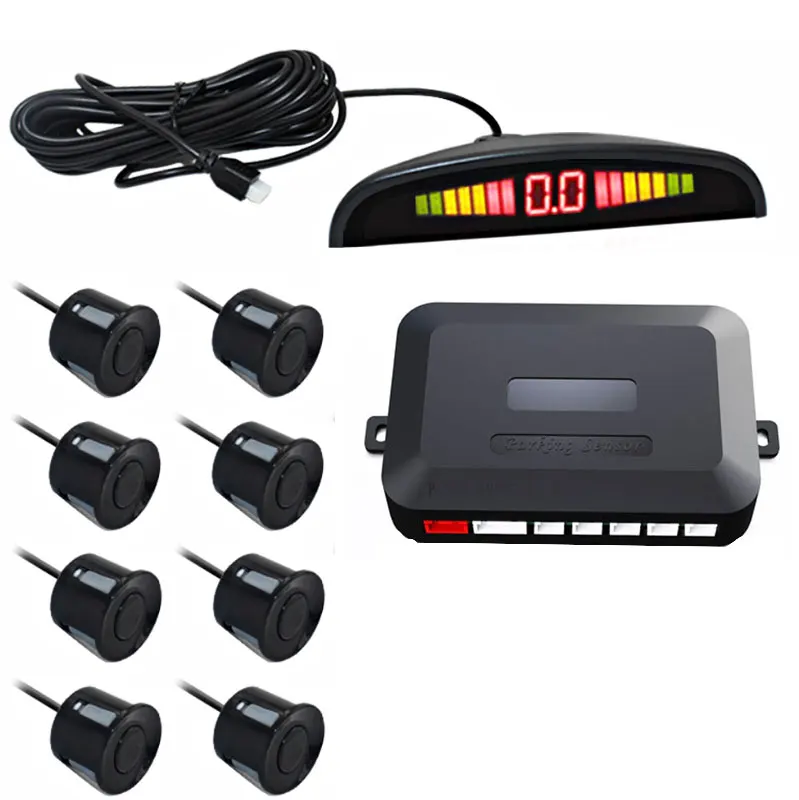 Auto Car Parking Radar Reversing Aid Assist Buzzer With Led Display 4 Sensor Front Rear Safe Probe Blind Spot Detection System