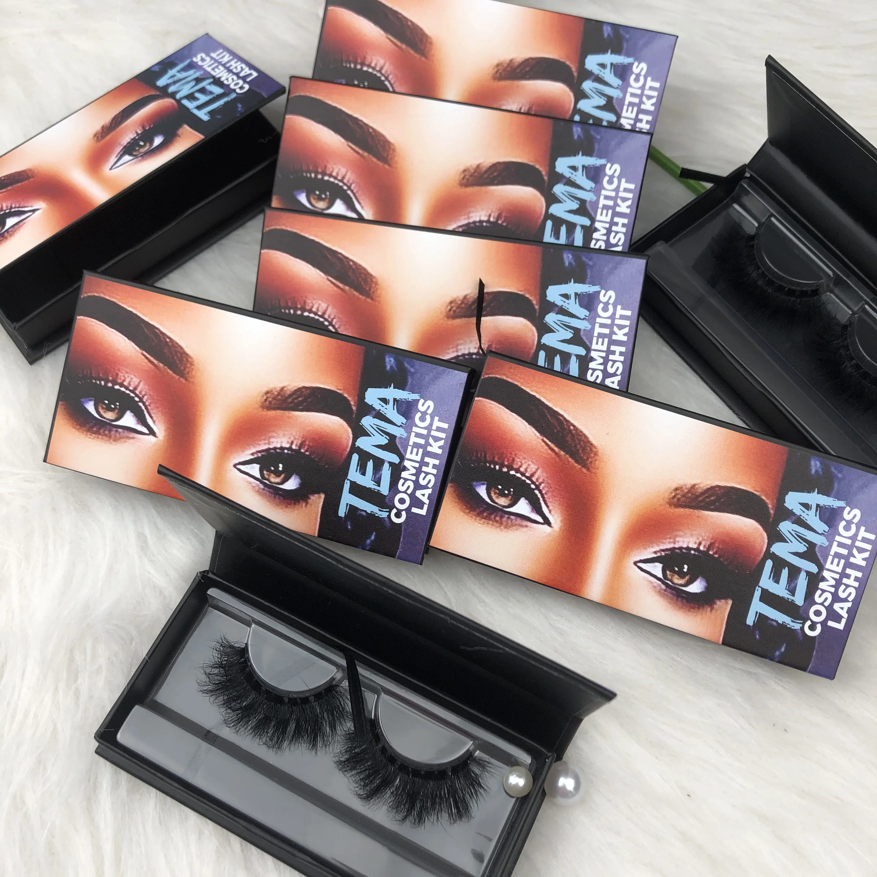 Hot Sale Custom magnetic Black Color Lash Boxes Wholesale Handmade 5D Natural Fluffy Strip Lashes Empty Eyelash Package Box