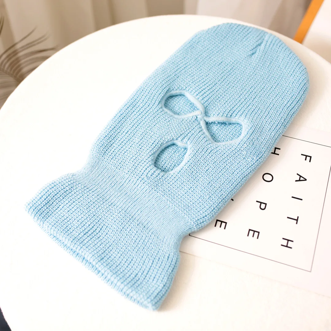 Wholesale Ski Mask Knitted Beanie Face Cover Winter Balaclava Full Face Plain Mask for Winter Outdoor Sports Hat