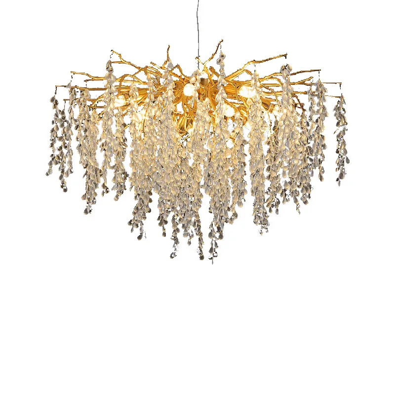 French light luxury chandelier dining room living room bedroom villa model room aluminum water drop chandelier