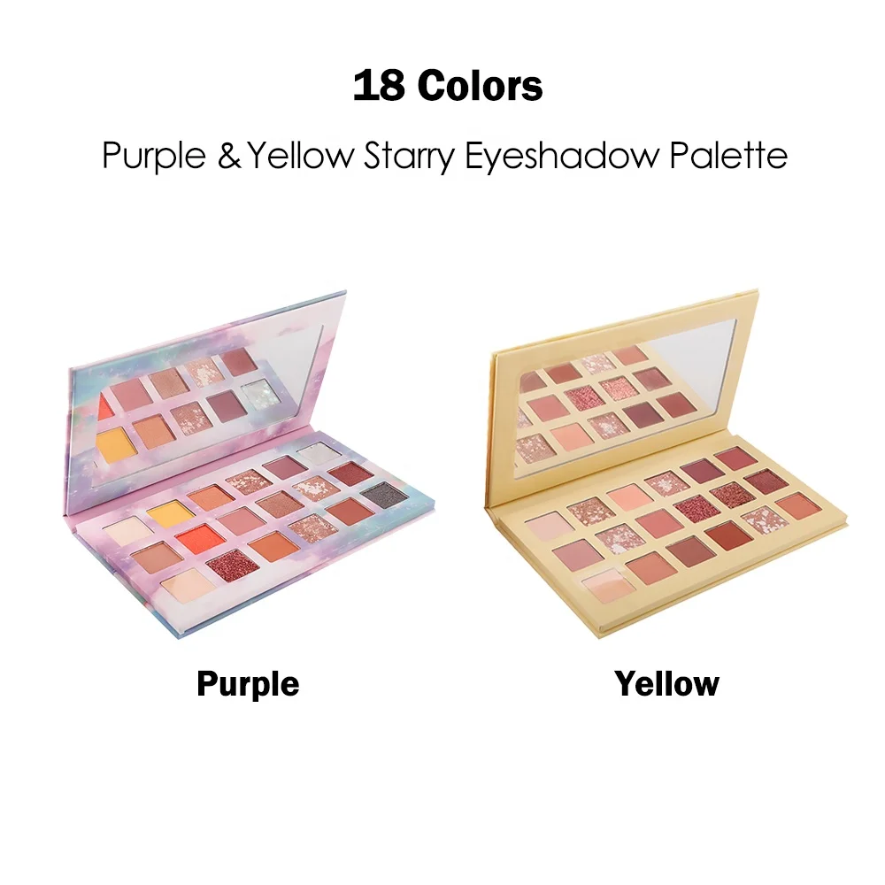 Wholesale Cosmetics Yellow Starry 18-color Diamond Beauty Eyeshadow Palette Glitter Eye Shadow Makeup Powder