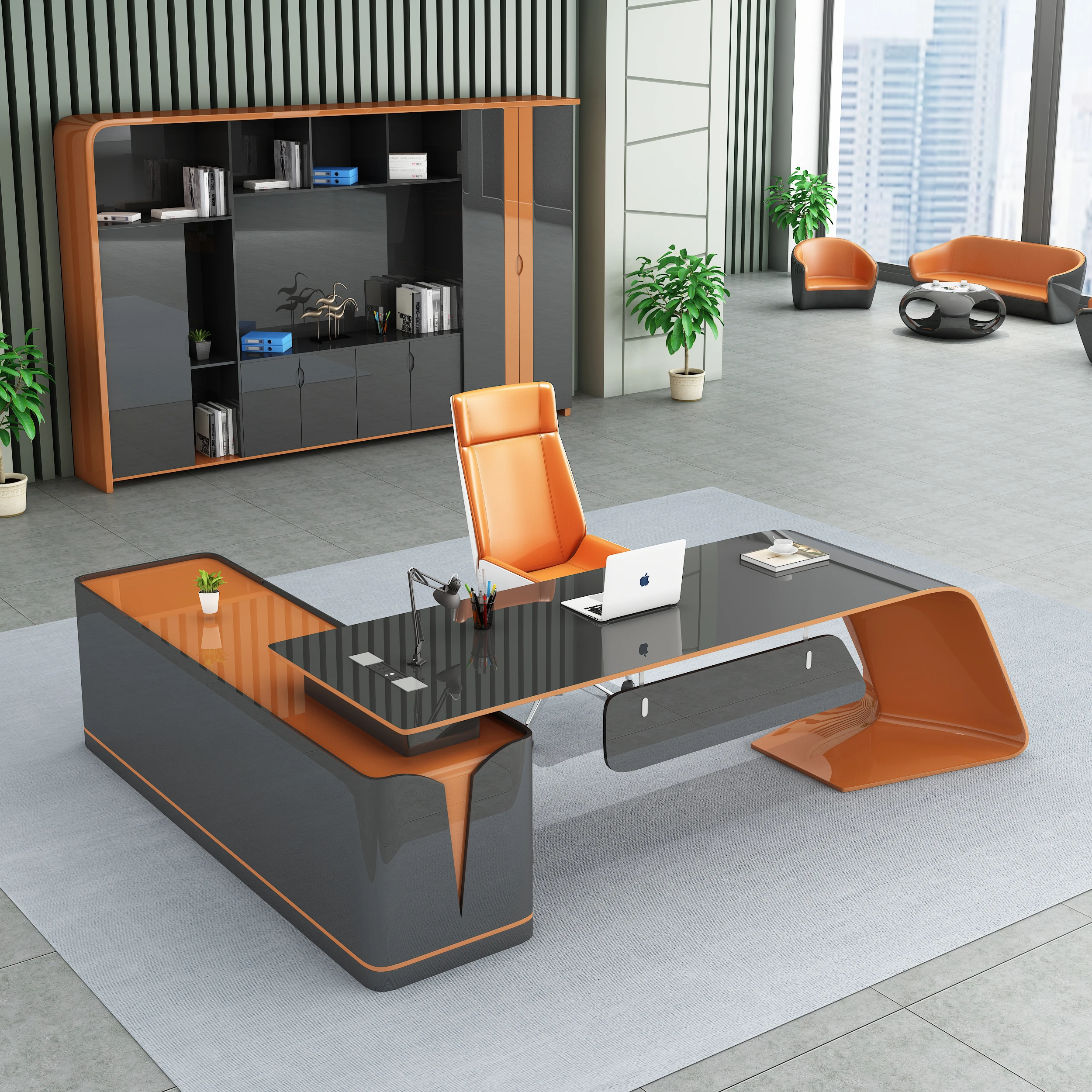 Mdf Commercial Office Furniture Luxury Executive Office Table Set L Shape Ceo Office Desk