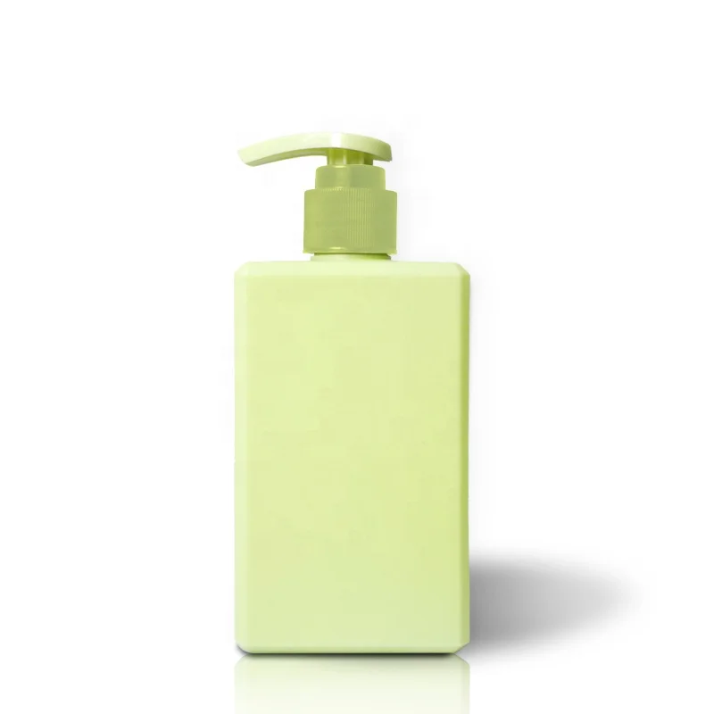 Yellow Matte Lotion Pump Bottle Oblong Square Shampoo Container HDPE Plastic Gel Packaging 200ml PE Bottle Cosmetics Soft Touch