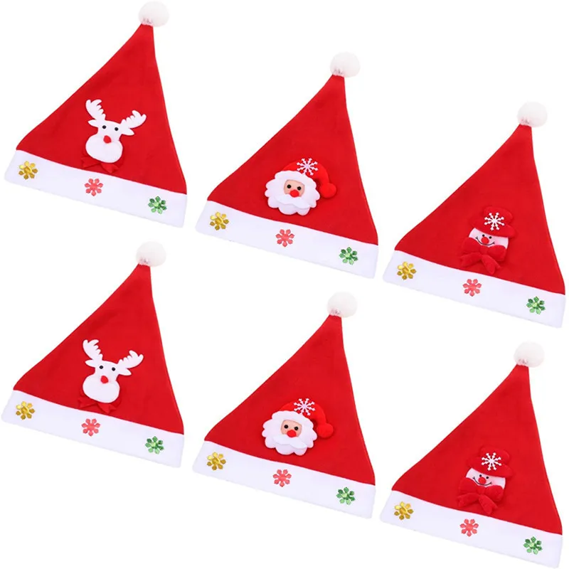 Factory Direct Sales Christmas Adult Santa Claus Christmas Hat Decorative Cartoon Cute Gift Shiny Sequined Kids Christmas Hat