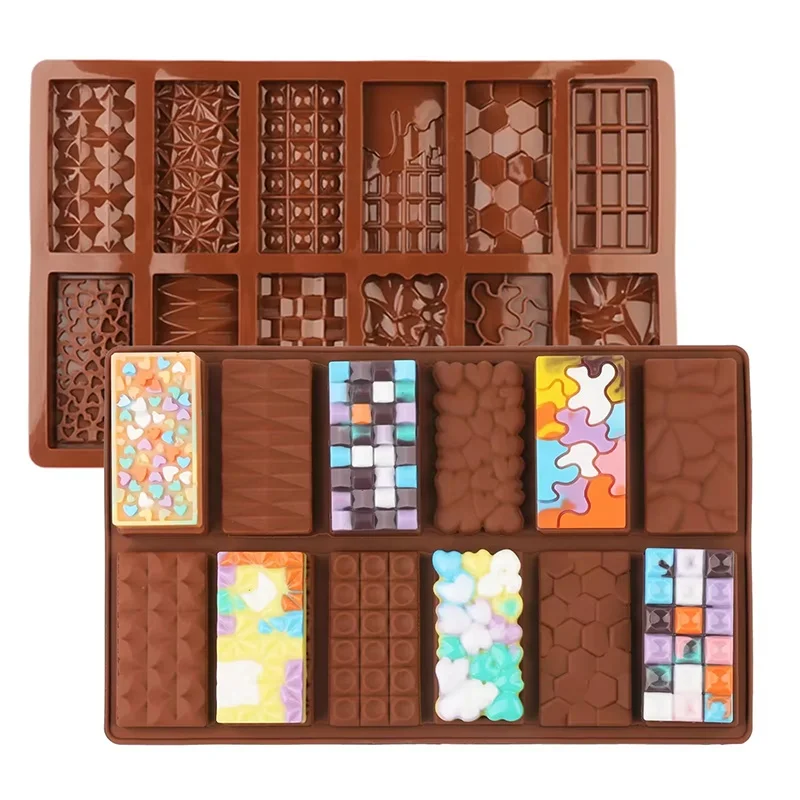 12 Cavity Different Shaped Silicone Chocolate Mold Dessert Fondant Cake Making Baking Molds