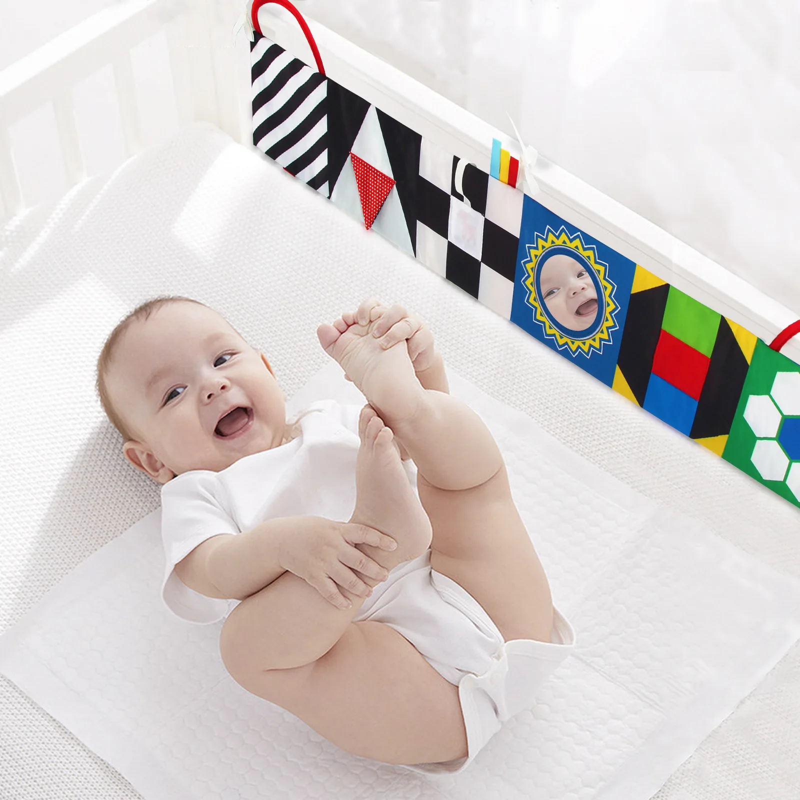 6 to 12 Months Baby Gift Baby Visual Crinkle Noise Making Toys Soft Book Baby Visual Stimulation Tummy Time Sensory Cloth Book
