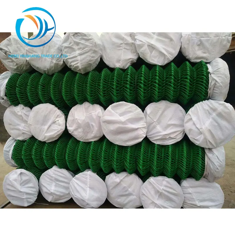 high quality 9 gauge x 2 inch chain link fence fabric PVC coated  diamond wire mesh