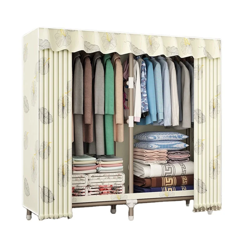 fashionable and simple all-steel frame durable Cloth wardrobe simple bold thickening reinforcement household bedroom rental room