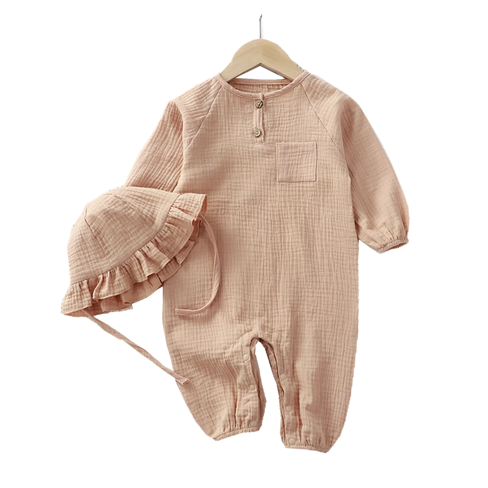 Baby Clothes Spring Autumn New Newborn Long Style Romper Cotton Gauze Jumpsuit Summer Pajamas