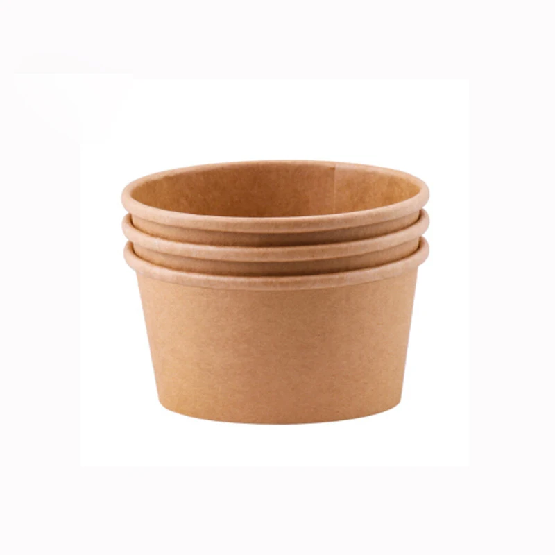 Wholesale bol en papier saladier disposable kraft paper salad soup bowl with lid paper plate & bowl customize