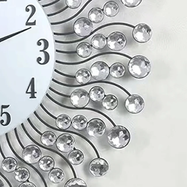 77*77cm Top Quality 3d Modern Luxury Diamond Clock Large Decorative Office Metal Art Wall Clock