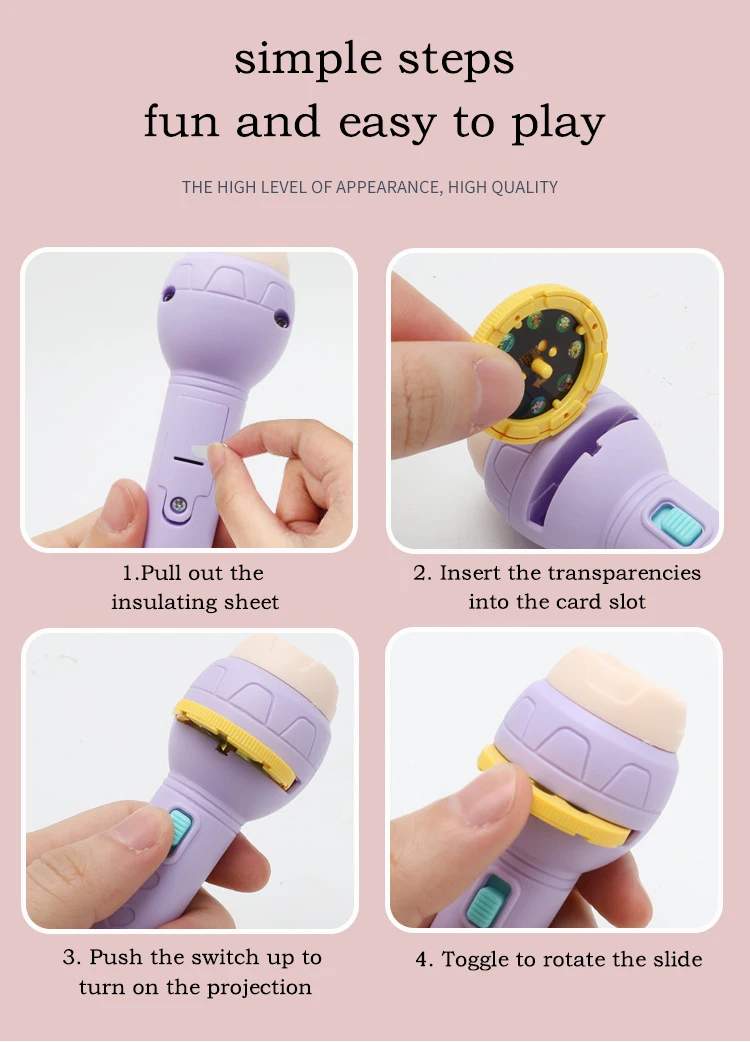 Baby Sleeping Story Book Light Up Pattern Toys Cartoon Animals Flashlight Projector Torch Lamp Toy