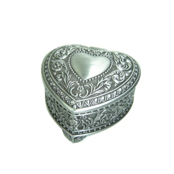 Nice Heart Love Pewter-plated Metal Necklace Box