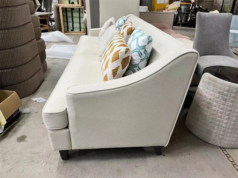 Convenient Furnitures House Simple Wood Frame Couches White Italian Leather Modern Furniture  Sofa Light luxury Sofa set Living