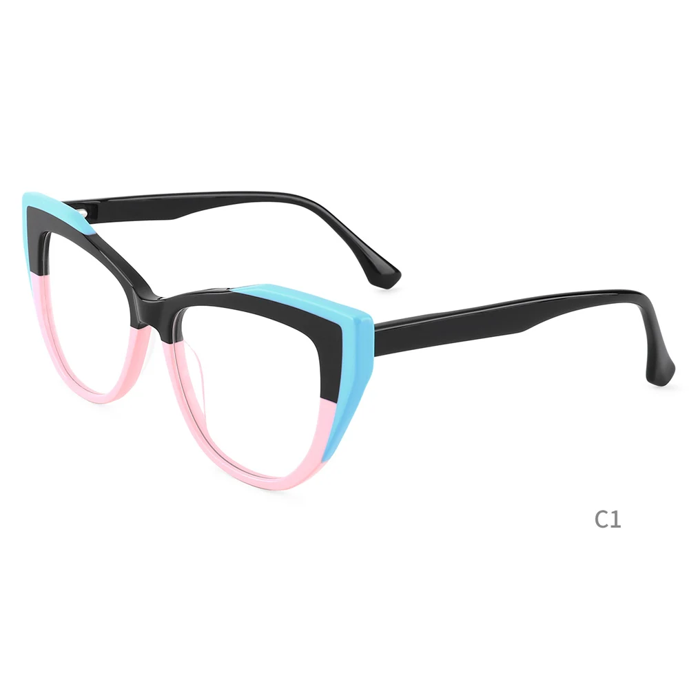 2022 Newest European Style Women Colorful Cat Eye Frame High Quality Acetate Optical Eyeglasses Frames