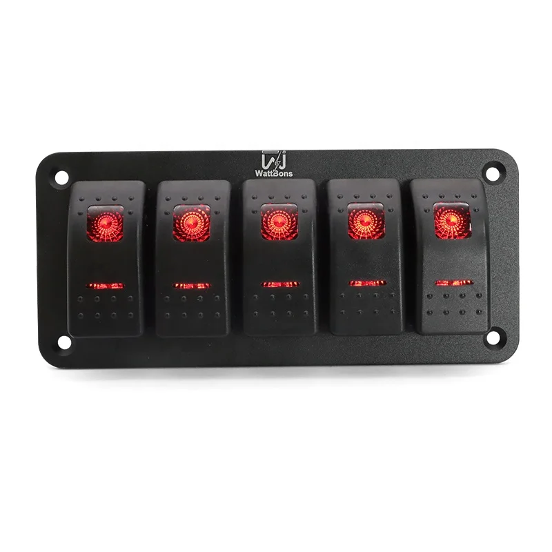 Wattbons 5 Gang морской 12 Вт водостойкый led кулисный переключатель панель Pin предварительно смонтированный автомобильной для автомобиля