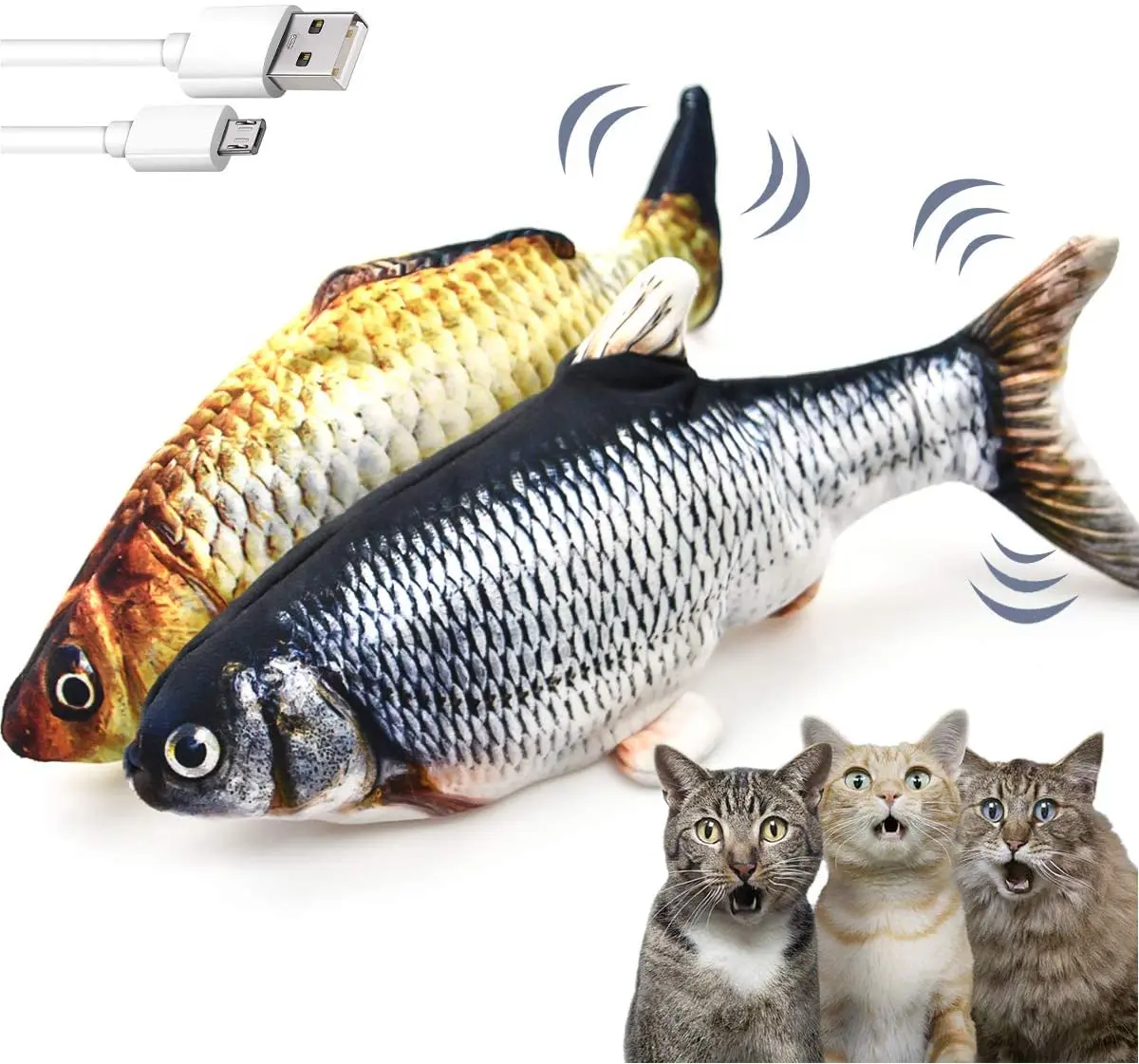 
Fondopet USB Electric Moving Flippity Flopping Flapping Kicker Dancing Electric Wagging Peted Cat Robot Fish 3D Toy for Cat Catni 
