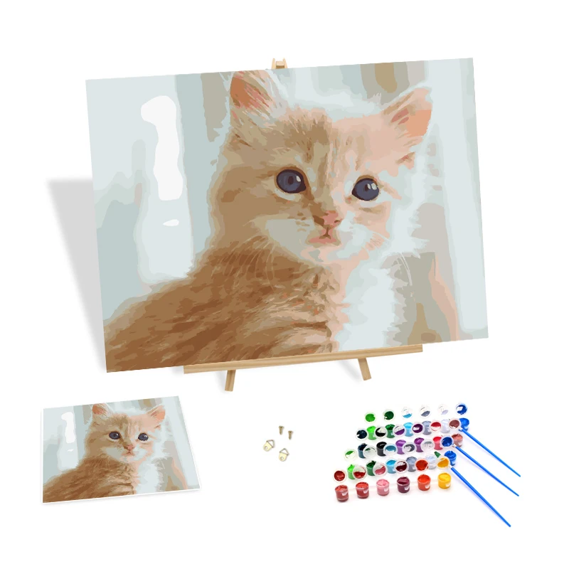 Digital Oil Painting Paint By Numbers Little Orange Cat Acrylic Paint By Numbers Canvas Kids For Sale Home Decor