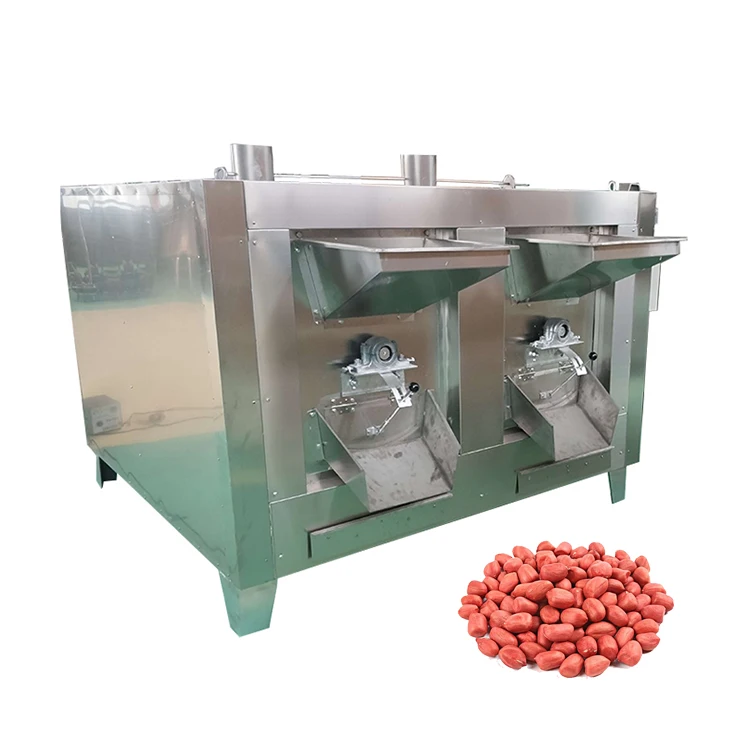 Commercial 100kg/h 200kg/h Nuts Peanut Soyabean Groundnut Seeds Chick Peas Roasted Drum Roaster Machine