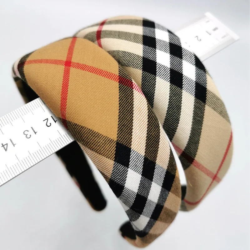 Luxury Famous Brand 3cm/4cm Width Sponge Headband Plaid Pattern Hair Scrunchies Hair Band For Women Accesorios Para El Cabello