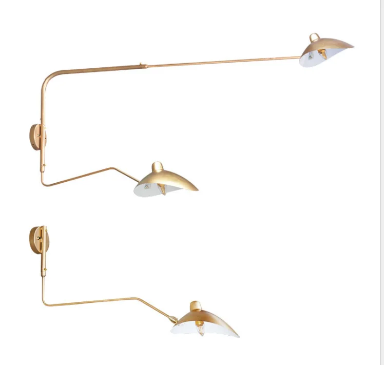 JYLIGHTING Post-modern Gold Industrial style living room corridor arms wall lamp double head long rod Rocker arm bedside wall lamp