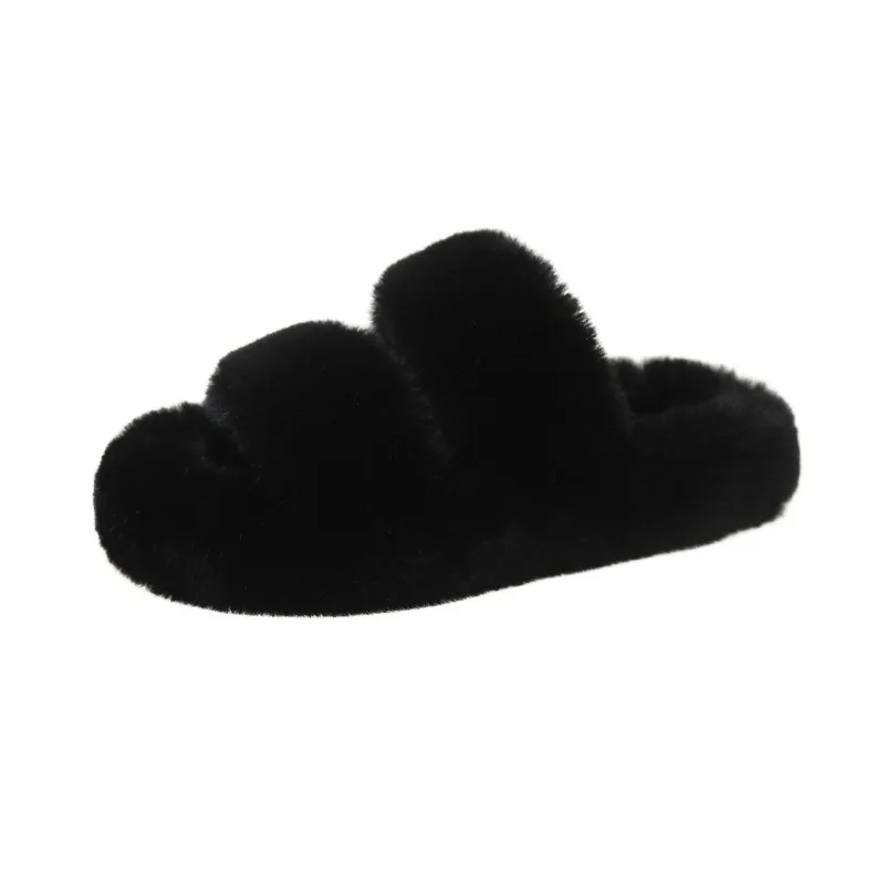PDEP slipper femmes 2023 new color matching ladies flip flop thick bottom plush winter fashion fur  slippers women  wholesale.
