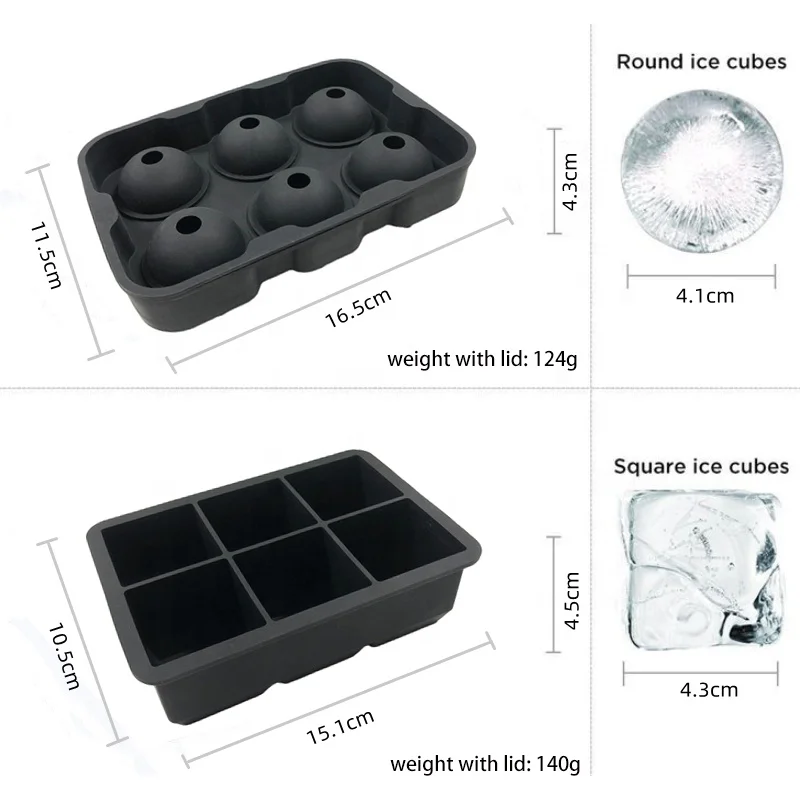 Custom Designer Reusable Ice Grid Series Clear Maker Ice Cream Tools Bpa Free Silicone Ice Cube Tray
