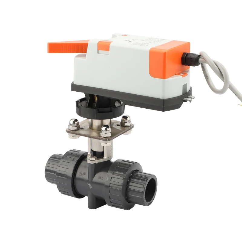 Customizable 0-10V/4-20mA Analog Control Electric Actuator UPVC Ball Valve with Manual Power Plastic Material OEM Supported