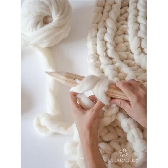 Charmkey brand most popular Giant yarn 100% Wool  Micron Super Chunky Yarn