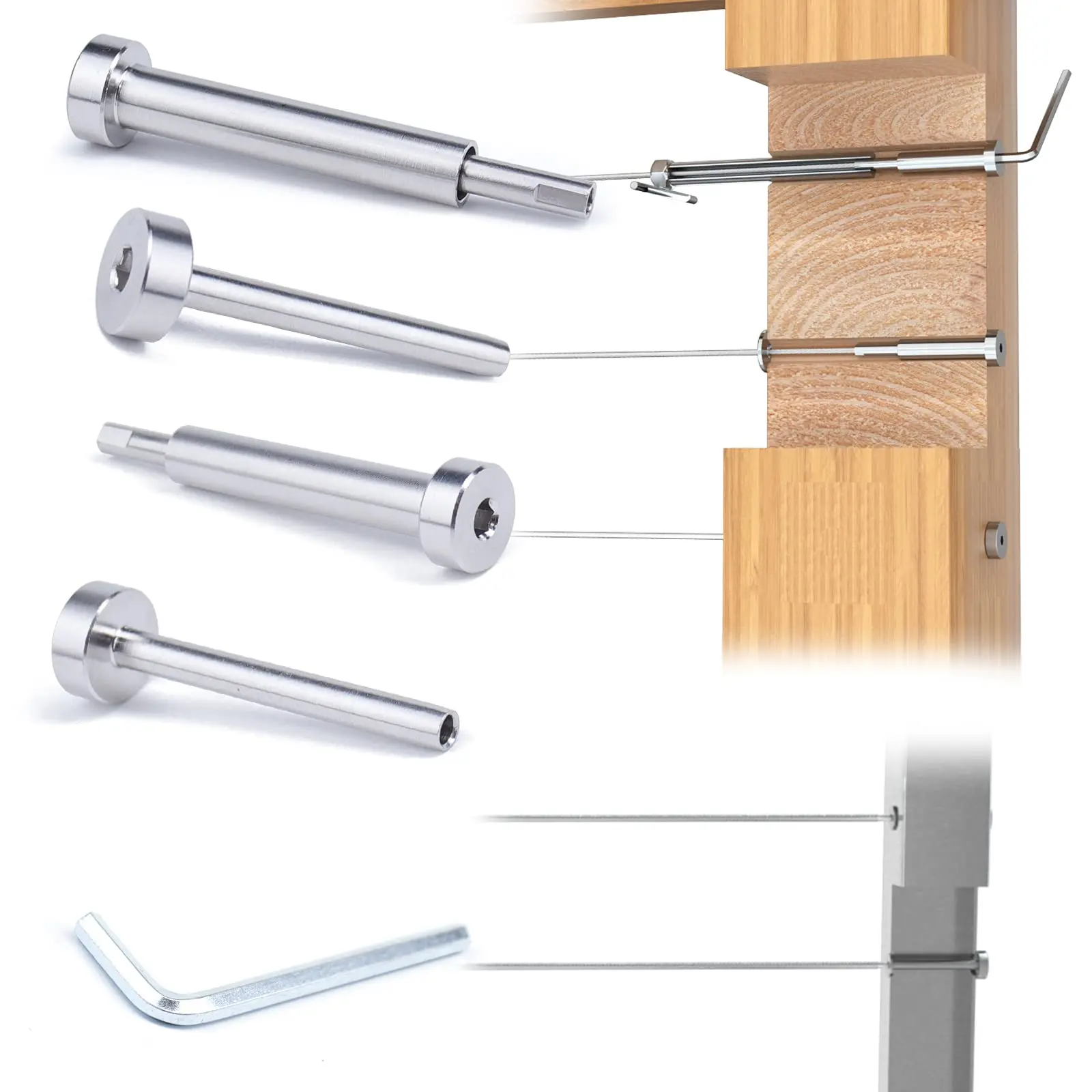 Stainless Steel Plain Finish Swage Stud End Fitting JIS Standard Tensioner Receiver for Cable Railing Railings Cable Fitting